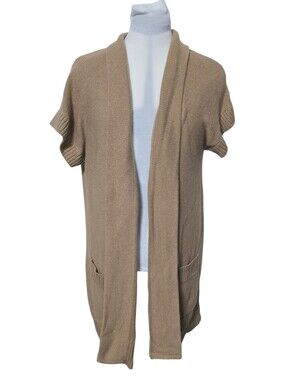 NWT Chico's Alvira Sleeveless Vest Sweatercoat Camel Tan 2/L Lagenlook Oversized